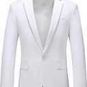 MOGU Blazer for Men, Slim Fit Suit Jacket, Casual Sport Coat with One Button, US Size 42 (42, White)