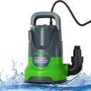 Sump Pump 1HP Submersible Water Pump 3700GPH Electric Portable Transfer Water Pump for Pool Draining Basement, Green