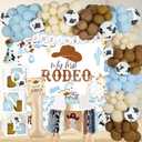 Cowboy 1st Birthday Party Decorations, My First Rodeo Party Supplies, Cowboy 1st Bday Balloon Arch Balloon Box Photo Banner Highchair Banner Crown
