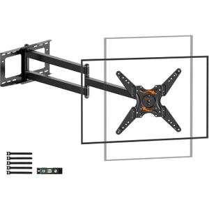 Extra Long Arm TV Wall Mount 48'' Extension, Rotating TV Wall Mount 180 Heavy Duty Full Motion for 26''-65'' Screens, VESA 400x400mm, Load 110 lbs, 16''Wood Stud/Concrete/Brick Wall, WHYFONE