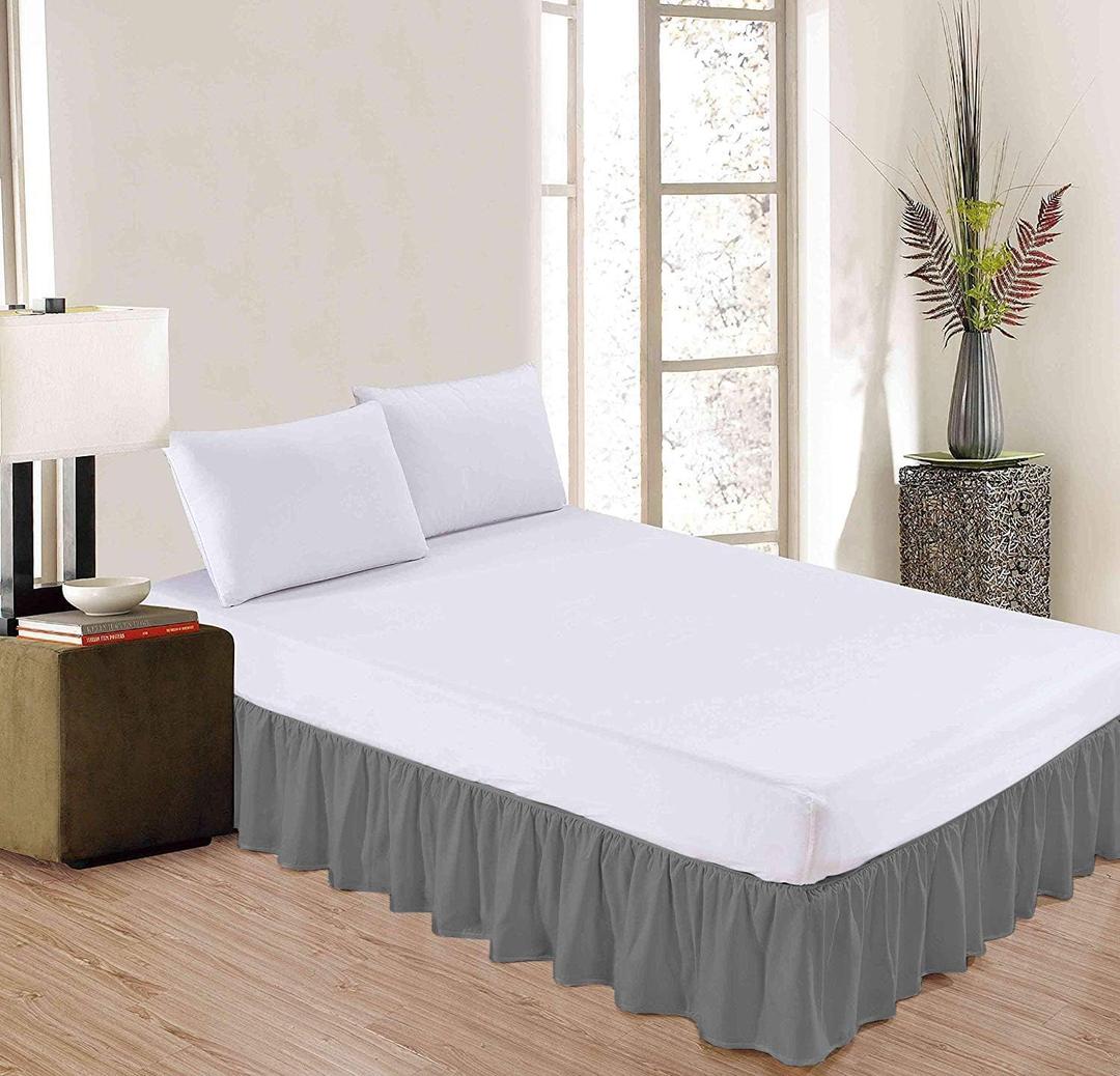 Bed Skirt King Size Ruffle Style by Comfort Beddings 100% Cotton Blend Fabric, Premium Tailored Fit 1pc Dust Ruffle Bedskirt King Size 16" Drop Length Grey Solid