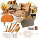 Sourdough Starter Kit, 9" Round and 9.7" Oval Banneton Proofing Baskets, Bread Baking Supplies with Glass Starter Jar, Dough Whisk, Bread Lame, Scrapers and Linen Liners