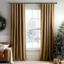 Beauoop Golden Brown Velvet Curtains 96 Inches Long 2 Panels for Bedroom Living Room Soft Luxury Room Darkening Thermal Insulated Soundproof Rod Pocket Window Treatments Drapes, 52X96 Set of 2