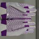 HANDLANDY Youth Football Gloves, Sticky Wide Receiver Gloves for Kids, White and Gold Stretch Fit Football Glove (White and Purple, Large)