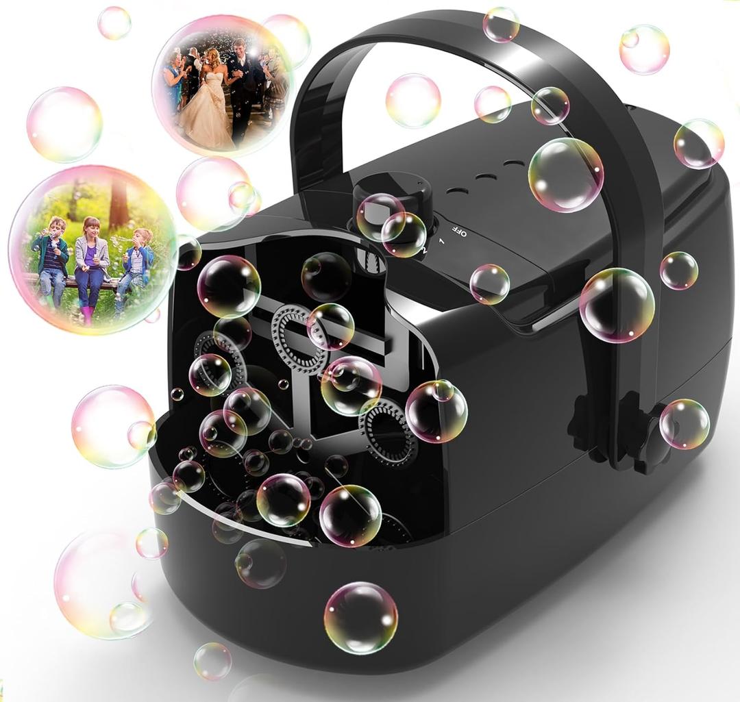 Bubble Machine Durable Automatic Bubble Blower, 18000+ Big Bubbles Per Minute Bubbles for Kids Toddlers Bubble Maker Operated by Plugin or Batteries Bubble Toys for Indoor Outdoor Birthday Party, 2.5 Cm X 23.5 Cm X 12 Cm