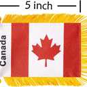 3 x WXTWK 3 X 5 Inch Canada Flag Canadian Window Hanging Flag Small Mini Car Flags Banners Rearview Mirror Decoration With Suction Cup Golden Fringy Banner