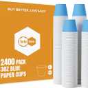 Turbo Bee 3oz Disposable Paper Cups 2400Pack, Small Bathroom Cups Bulk, Rinse Small Blue Paper Mouthwash Tumblers Perfect for Bathroom, Party, Picnic, Travel and Events