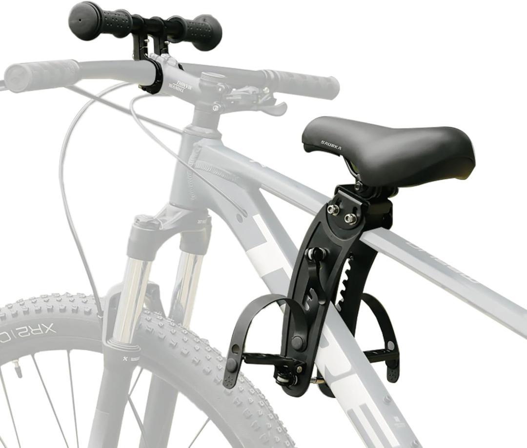 Kid Bike Seat Front Mounted and Handlebar for Mountain Bike Parent-Child Cycling, Child Bicycle Seat&Child Handlebar for All Adult MTB Bike Cycling(Foldable/Not Foldable Pedals)
