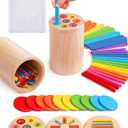 Wooden Montessori Toys for 1, 2,3 Year Old: 3 in 1 Fine Motor Skills, Learning Color Matching Sorting Sensory - Easter Basket Stuffer for Toddler Boy Girls - 18 Month