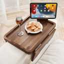 HOLANA 15.75" Acacia Couch Armrest Table - Wood Couch Arm Tray with Phone Holder  Sofa Side Table, Armchair Caddy, Sofa Arm Table for Home Sofa Living Room (Walnut) (15.8" x 11" x 2")