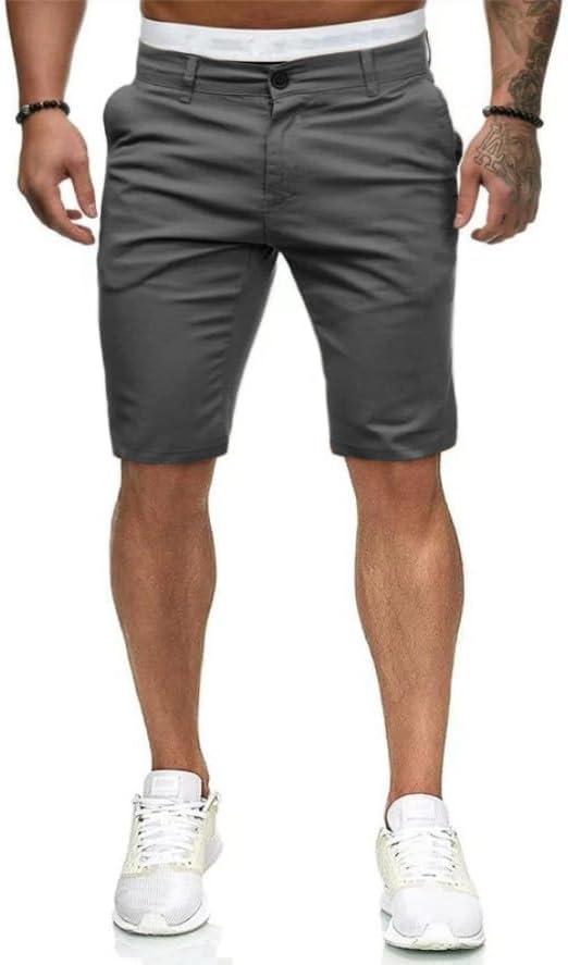 HUNGSON Mens Slim Fit Shorts Stretch Chino Short Pants(Darkgrey,38)