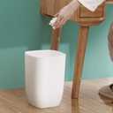 2 x Bathroom Trash Can, Small Garbage Can for Bedroom, Living Room, Kitchen, Slim Cute Plastic Waste Basket for Office, 7L, Matt White