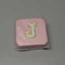 PATIKIL Travel Jewelry Case, Initial Jewelry Box Small Travel Organizer with Mirror for Women Rings Earrings Necklaces Bracelets, Pink (Letter J)