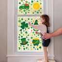 4 x 6 Pcs St Patricks Day Decorations Window Clings, Green Static Shamrock Window Stickers Reusable Spring Window Clings for Indoor Office School Home St Patricks Day Theme Party Decorations Supplies