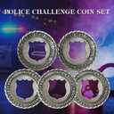 5pcs Police Challenge Coin, Hollow Out Police Symbol, Police Department Challenge Coins Police Commemorative Gift Law Enforcement Gifts for Men Women(Set of 5)
