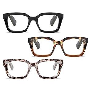  Progressive Multifocus Reading Glasses for Women, Pattern Print Blue Light Block Stylish Ladies Computer Readers