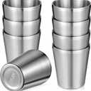 8 Pack Stainless Steel Cups 10 oz Double Wall Metal Cup Vacuum Water Glasses Reusable Silver Camping Mugs for Party Bar Home Restaurant Adults Travel Outdoor