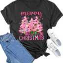 Merry Christmas Shirts for Women Funny Xmas Tree Graphic T-Shirt Christmas Casual Holiday Short Sleeve Tee Top (XL, 1 Dark Grey）