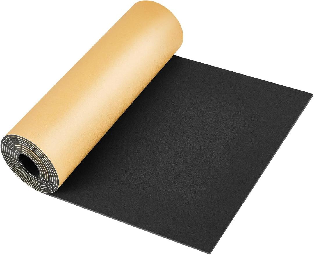 Pangda 1 Piece 78 x 12 x 1/8 Inch Extra Large Marine Foam Roll Closed Cell Rubber with Adhesive Insulation Sheets Lightweight Single Sided Tape Water Weather Resistant for Craft (Black)