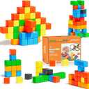 SYSKENI Magnetic Blocks, Gifts for 3 4 5 6 Year Old, Magnet Building Blocks for Toddlers, Girls & Boys, Montessori - Autism - Sensory Magnetic Toys for Kids Ages 3-5 4-8, 1.22inch, 56PCS