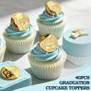 40PCS Graduation Cupcake Toppers, 4 Designs Gold Acrylic Graduation Cake Toppers, Congrats GRAD & You Did It Decorations, Class of 2026 Graduation Party Supplies for High School College Grad Party