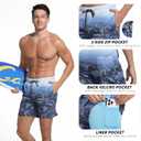 Men's Swim Trunks with Compresssion Liner 7" Swimwear Board Shorts 2-in-1 Bathing Suits with Zipper Pockets (Blue, XL)