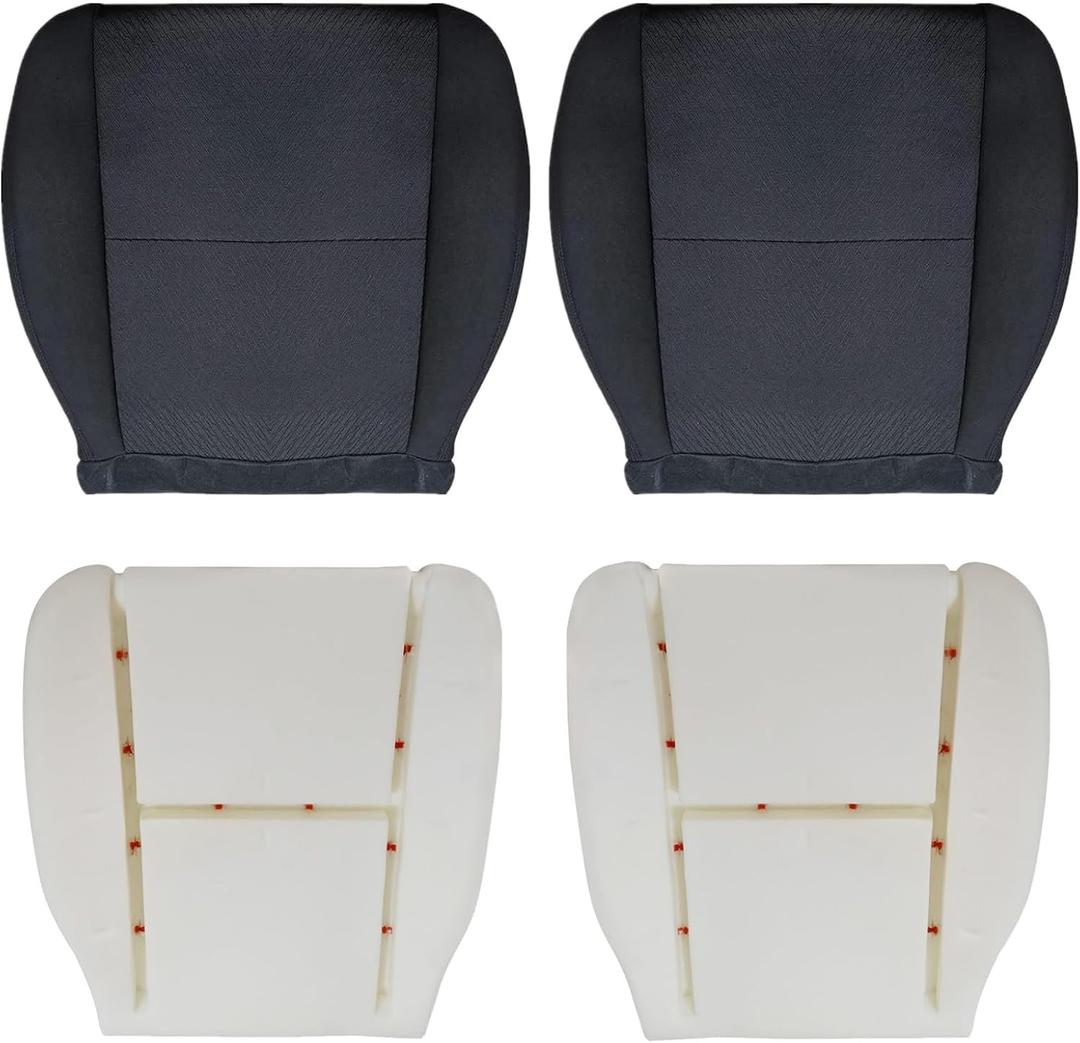 Pripirlod Black Cloth Driver and Passenger Side Bottom Seat Cover & Foam Cushion Fit for Chevy Silverado Tahoe Suburban Avalanche GMC Yukon Sierra 2007 2008 2009 2010 2011 2012 2013 2014