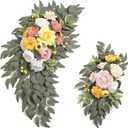 Pink Yellow Wedding Arch Flower Swag Set of 2 Artificial Flowers DIY Wedding Welcome Ceremony Logo Background Sweetheart Table Chairs Home Decor