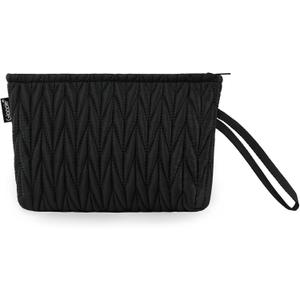 Gloppie Small Makeup Bag for Purse Portable Cosmetic Bag Puffy Padded Makeup Pouch Wristlet Pouch for Women Black