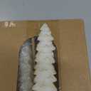 Ceoighe 4 Pack Christmas Tree Candles, 5 Inch Pure Beeswax Christmas Tree Shaped Taper Candles for Xmas Holiday Decor, Advent Party Banquet Centerpiece Decoration(White with Silver Trim)