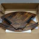 FNBAR Corner Floating Shelves, Rustic Brown Wood, Set of 2, Wall Mount Storage with Guardrail for Bathroom Kitchen Living Room