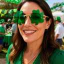 FEISEDY St. Patrick's Day Irish Shamrock Sunglasses Lucky Green Leprechaun Costume Eyeglasses for Women Men B2369