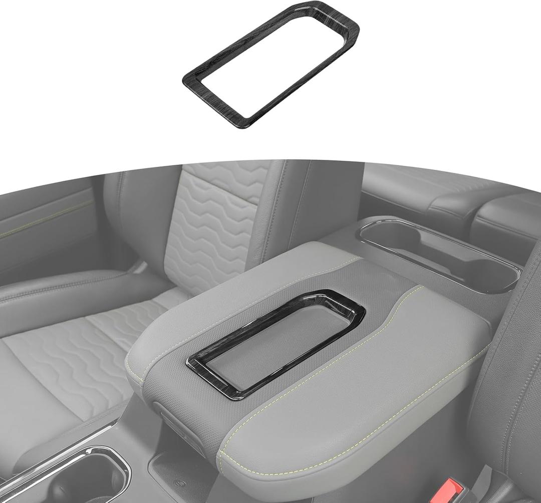 for Silverado Armrest Tray Trim Frame Black Wood Grain for Chevy Suburban 2020+ Tahoe 2021+ Silverado 2019+ for GMC Yukon 2021+ Sierra 2019+ Black Wood Grain Interior Accessories