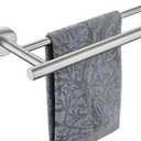 JQK Double Bath Towel Bar, 19 Inch 304 Stainless Steel Thicken 0.8mm Towel Rack Bathroom, Towel Holder Brushed Finished Wall Mount, Useable Length 16 Inch, TB100L16-BN