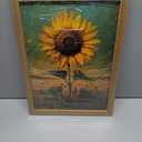 AZPRXN Sunflower Wall Art  Rustic Floral Canvas Print, Bright Yellow Flower Oil Painting Style Wall DecorFarmhouse Picture poster for Living Room, Bedroom, Kitchen,Living Room,Wood Frame 12x16in