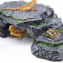 GOZILLA Turtle Basking Platform,Turtle Tank Decoration for Aquariums and Terrarium.Step & Cave Reptile Habitat Hideout for Tortoise, Gecko and Beard Dragon, (Black-M)