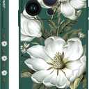 for iPhone 14 Pro Case, Flower Creativity Pattern Design Soft Silicone Slim Shockproof Phone Cover for iPhone 14 Pro, 6.1 inch, Cotton Green