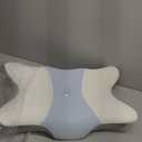 Cervical Pillow for Neck and Shoulder Pain Relief - Ergonomic Neck Pillow for Sleeping, Contour Memory Foam Pillows Side Sleeper Pillow for Neck Support, Bed Pillow for Side Back Stomach Sleepers (White & Blue)