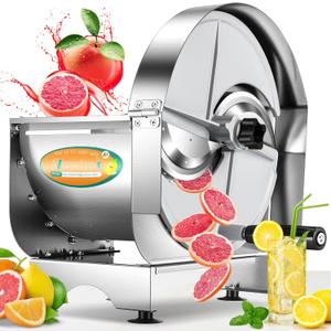 Newhai Manual Vegetable Fruit Slicer 0-12mm(0-0.47) Thickness Adjustable Commercial Food Cutter Slicing Machine Stainless Steel for Potatoes Lemon with 2 Spare Blades (Stainless Steel)