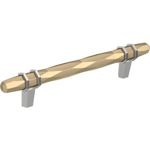 Amerock | Cabinet Pull | Golden Champagne/Polished Chrome | 5-1/16 inch (128 mm) Center-to-Center | London | 10 Pack | Drawer Pull | Drawer Handle | Cabinet Hardware