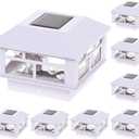 GreenLighting Modern Solar Post Cap Lights Fits 4x4 Wood, 4x4 & 5x5 PCV/Vinyl Outdoor Solar Powered Light, Fence Post, Landscaping, Deck, Garden- Bright LED, Waterproof White 8 Pack