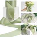 HUIHUANG Sage Green Satin Ribbon - 25 Yards/Roll for Flower Bouquets, Wedding Invitations, Gift Wrapping, Holiday Decor, Hair Bows