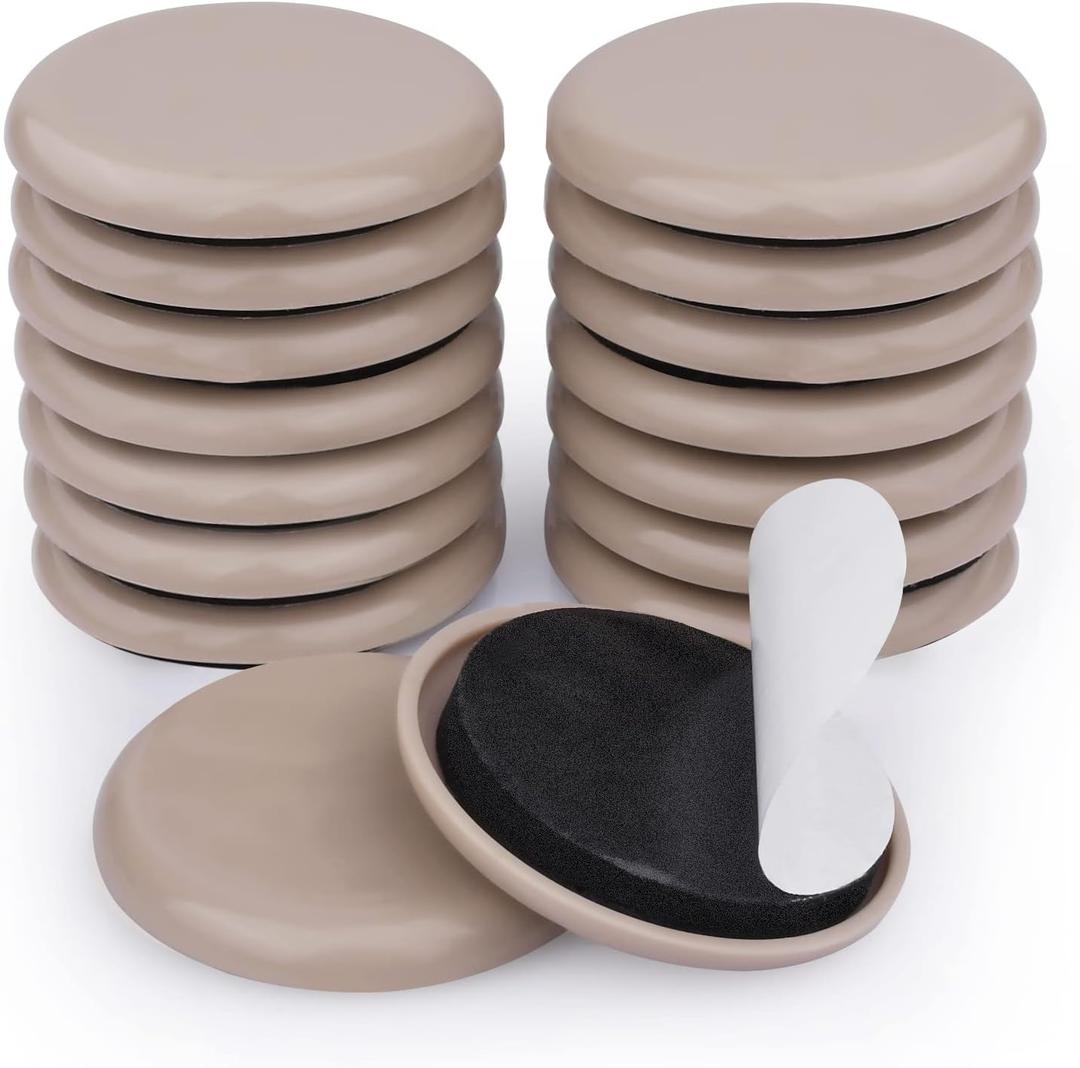 Furniture Sliders for Carpet & Hardwood Floors, 16 Pack 2 Inch Furniture Moving Pads with Heavy Duty Adhesive, Easily Move Any Item While Protect The Floor