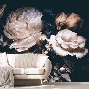 MFWFM Dark Floral Wallpaper Peony Wall Mural Room Wall Decor(Not Peel n' Stick) 141" x 96"
