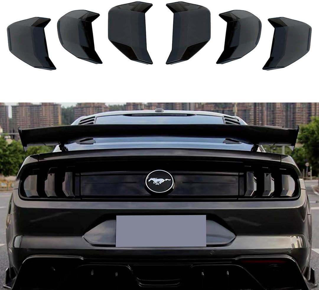 WildWell Mustang Tail Light Covers for Ford Mustang GT Shelby GT350 GT500 EcoBoost Bullitt 2018 2019 2020 2021 2022 2023 Smoked Black