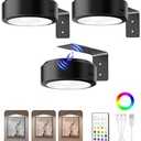 EZVALO Picture Lights for Wall, 2000mAh Rechargeable Battery Magnetic Poster Lights with 3 Color Temps & 12 RGB, Remote Dimmable Timer Painting Light, Wall Decor Light for Art Display, Frame (3 Pack)