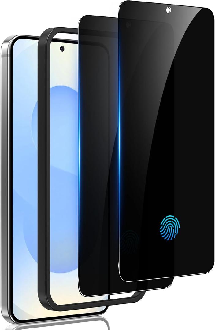 2 Pack for Samsung Galaxy S25 Plus Privacy Screen Protector Tempered Glass, Fingerprint Unlocking, 25 Anti Spy, Full Coverage, Case Friendly, Easy Installation, Compatible with Galaxy S25+