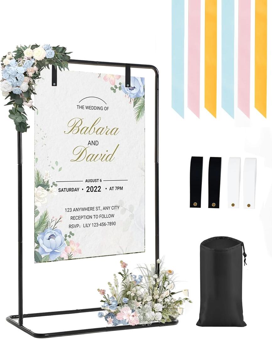 Wedding Welcome Sign Stand, 69" Wedding Sign Holder for Seating Charts ,Welcome to Our Wedding Sign Stand for Event Decor,Welcome Sign Stand for Party to Welcome Guests (68.9inch, Black-1PCS)