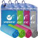 YQXCC Cooling Towels | 4 Pack 40"x12" | Cool for Neck | Microfiber Soft Breathable Chilly | for Sports, Yoga, Golf, Gym, Camping, Running, Workout & More Activities (Light Gray, Light Blue, Green, Rose Red)
