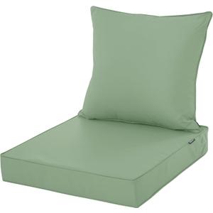 Outdoor Cushions for Patio Furniture, Waterproof Fade and Tear Resistant Deep Seat and Backrest Cushion Set for Chair Couch Swing, 19x19 Inch, Sage Green, 1 Set